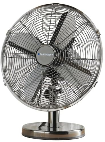 BargainsMania Blauppunkt Metal Desk Fan 12 - Stay Cool wWth This Stylish Blauppunkt Metal Desk Fan - Premium 12 Inch Metal Desk Fan In Stylish Black Chrome Finish.
