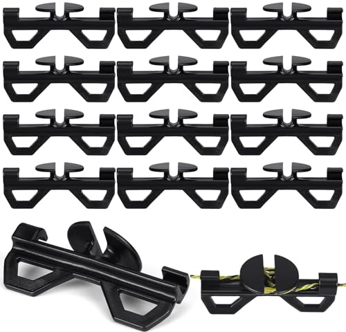 CroBlissful Lot de 12 tendeurs de fils électriques pour clôture électrique - Tendeurs de fil en plastique - Tendeurs de clôture électriques portables pour fixation en ligne - Noir