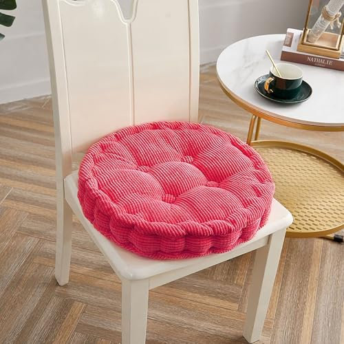 Lot de 2 coussins de chaise - 40 x 40 cm - Pour l'intérieur et l'extérieur - En 100 % coton - Rembourré - Coussin de sol ferme - Coussin de yoga, lit pour animal domestique - Rose rouge