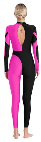 Freebily Damen Ganzkörperanzug Gymnastik Turnanzug Langarm Ganzkörper Tanztrikot Eislaufen Ballett Body Tanzkleidung