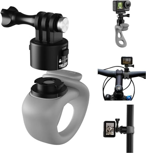 TELESIN Quick Release Flexible Mount Wrap Band, Bike Handlebar Roll Bar Tube Stick Pole Mounting Accessories For GoPro Action Cameras Insta360 Ace Pro DJI Action Camera Mount (Grey, Quick Release)