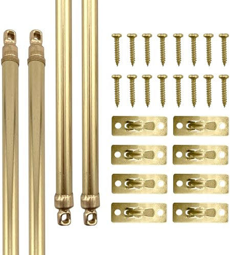 Amazing Drapery Hardware Schwenkbare Gardinenstangen mit Messing-Finish, 4 Stück (Hardware im Lieferumfang enthalten), verstellbare Länge 27,9 - 48,3 cm, einfach zu installierende Metallstangen für