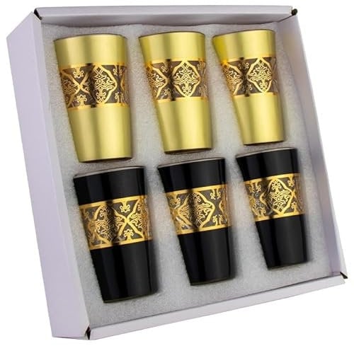 Saharashop Marokkanische Teegläserset Atay Cay Gläser De Luxe Gold/Schwarz