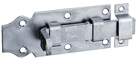 Alberts 823481 Türriegel | gerade, mit flachem Griff und befestigter Schlaufe | galvanisch blau verzinkt, dickschichtpassiviert | Platte 100 x 44 mm | 10er Set
