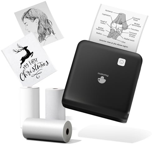 Phomemo M02-Pro 300DPI Mini Thermal Printer, Inkless Sticker Printer Bluetooth for Smartphone, Portable Mini Printer Compatible With 15,25,50mm Label, for Notes,Study,Scrapbooking,Photos(With 3 Rolls)