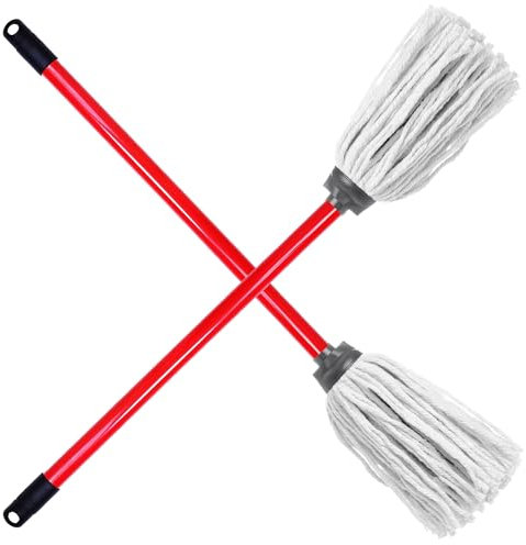 Cotton Floor Mop Super Absorbent Cotton Mop Head With Handle Ideal Mop For Home, Office & Commercial Use (Cotton Mop & Handle, Pack of 2)