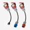 dé Adapterset CEE 32A 5-Poliger für Mobile Wallbox/EV Ladegerät/Ladestation an CEE Rot 16A/ CEE Blau 16A/ 230V Haushaltssteckdose mit 0,5m Gummikabel H07RN-F 3G2.5mm² IP44 Außeneinsatz