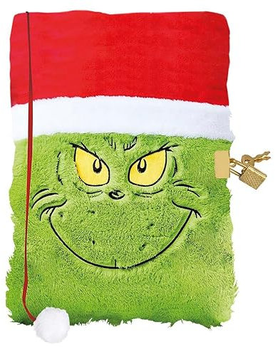 GRINCH Fluffy Notebook – Weiches Plüsch-Notizbuch mit Kultmotiv | Tagebuch & Malbuch für Kinder | Geschenk Fans