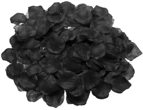 sourcing map 1000 Pcs Silk Fake Flower Petals for Wedding, Artificial Rose Petals Bulk for Wedding Confetti Scatter Valentine's Day Proposal Flower Petals Decoration (Black)