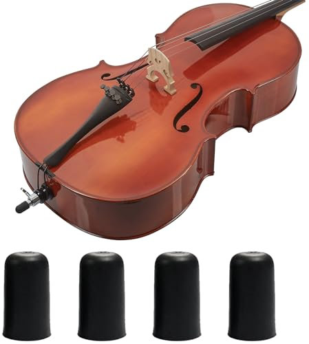 Embout de Violoncelle,Protecteurs en Caoutchouc Embout Noir pour Violoncelle,4 Pièces Protecteur Portable - Violoncelle Violoncelle Fin Pin Caoutchouc Embout Bouchon Antidérapant Mat Replacement
