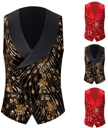 Glitzer Weste Herren Rot, Tweed Weste Herren, Pailletten Weste Herren, Weste Herren Anzug, Pailletten Sakko, Pailletten Oberteil, Für Karneval, Fasching, Motto Party