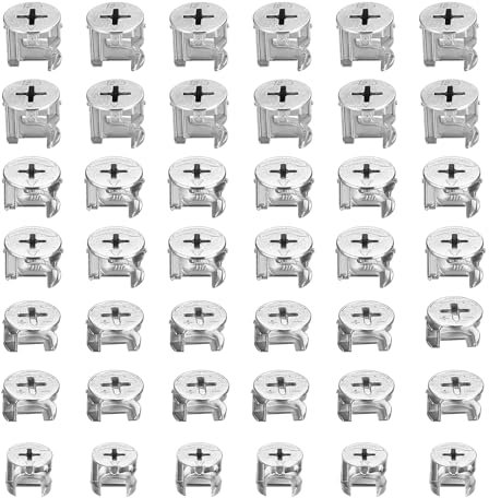 100 Connettori Eccentrici per Mobili, Dadi a Camma di 4 Dimensioni, Connettori per Mobili in Acciaio al Carbonio per Armadi, Cassetti, Cassettiere e Frontali di Cassettiere