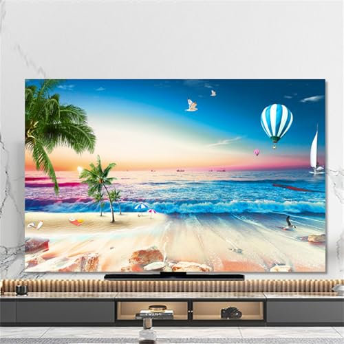 Hixingo TV Cover Decorative, 3D Landscape Pattern TV Dust Cover 32-80inch TV Screen Dust Cover Universal Elastic Television Cover TV Screen Protection Cover (58-60inch,Twilight A)