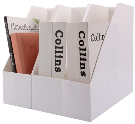 APACALI 3 Stück Stehsammler Kunststoff A4, Zeitschriftensammler, Stehsammler weiß, Stehordner Plastik, Schreibtisch Organizer, Zeitschriftenhalter für Datei Ordner Schreibwaren Bürobedarf Organizer