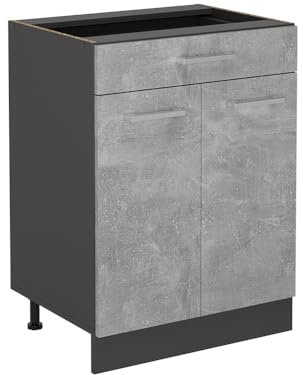 Vicco Küchenunterschrank R-Line, Beton, 60 cm mit Schublade, ohne Arbeitsplatte
