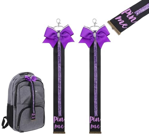 Grevosea 2 Stück cheerleader Schlüsselanhänger Pin Me Schlüsselanhänger Cheer Pin Halter für Rucksack Glitzernder Cheerleader Cheer Keychain mit Strass(Lila)