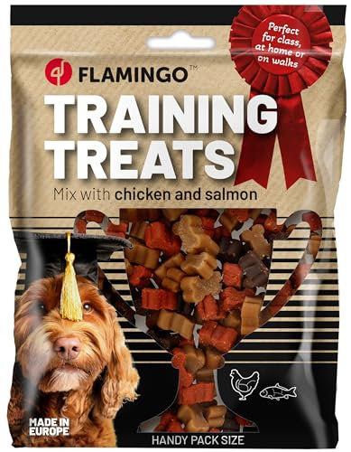 Flamingo Leckerli Hund – Trainingssnack Knochen mit Huhn & Lachs – 100g – kleine Happen Trainingsleckerli