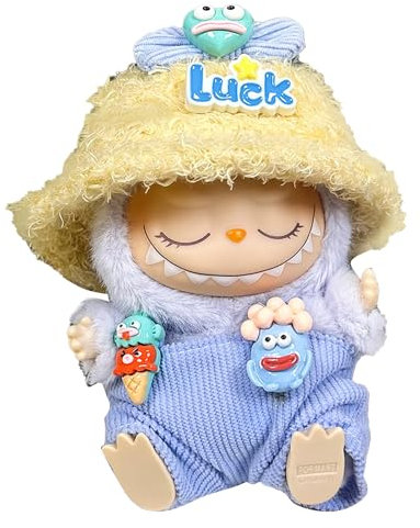 May Huang Bekleidung für 17cm Labubu Plüsch, Kuscheltier Kleidung Outfit nur Bekleidungs zubehör für 17cm Labubu Plush Pullover Hoodie Bekleidung DIY Kinder Geschenke (D)