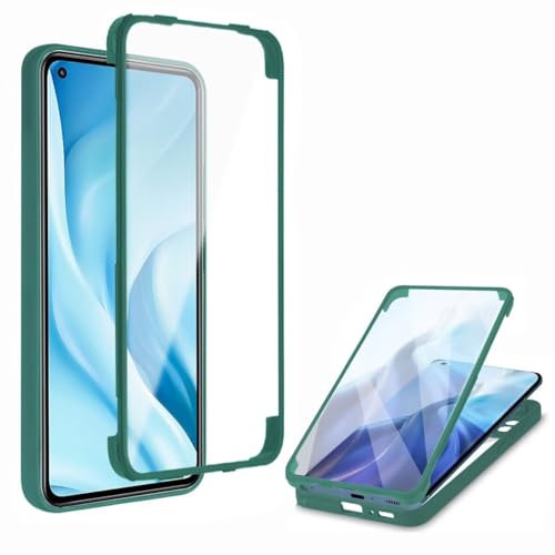 xinyunew Funda para Realme C21, Carcasa Antigolpes 360 Grados con Protector de Pantalla Integrado Robusta Doble Cara Bumper Case Transparente Anti-Amarilleo Capa Funda -Verde