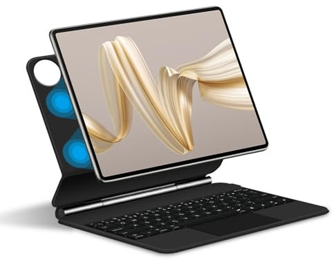 FAYGAOAI Funda con Teclado para Huawei MateBook E Go 12.35, Contiene Ñ, Soporte Magnético Flotante, Teclado Retroiluminado a Color, Trackpad Multitáctil