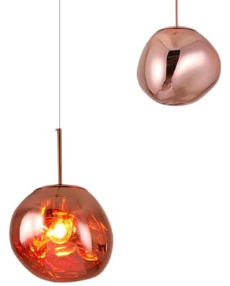 NOCHX Moderne Lava Pendelleuchte E27 Base Aluminium Kreativ Bar Kronleuchter Galvanisierung Prozess Verstellbare Höhe Villa Duplex Wohnzimmer Esszimmer Treppe Einzelkopf Hängelampe(Rose Gold,15cm)