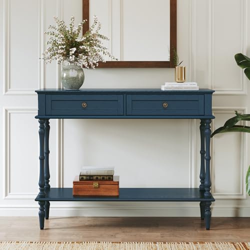 HOLTICO Console Table with Drawers, Blue Narrow Console Table for Entryway | Tool-Free & Effortless Assembly