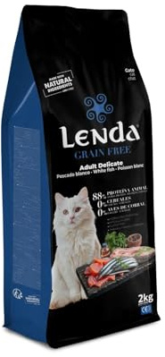 Lenda Grain Free Pescado 2kg - Pienso Hipoalergenico de Solo Pescado para Gatos Sin Cereales - Comida para Gatos Sin Cereales Sin Ave con Probioticos y Omega 3 para Piel y Digestion - No Grain