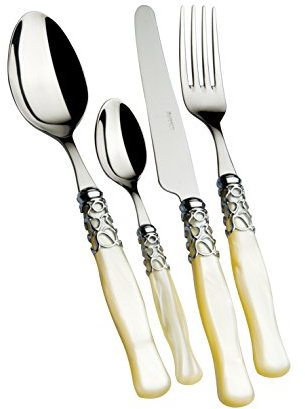 BUGATTI SECAM-S1950 Selene Ménagère de 24 Pièces Service de Table Acier/ABS Ivoire 39 x 27 x 5 cm