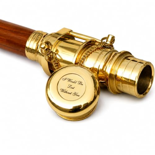Messing Holz Gehstock Gehstock mit Teleskop Nautical Maritime zusammenklappbar, Schwarz