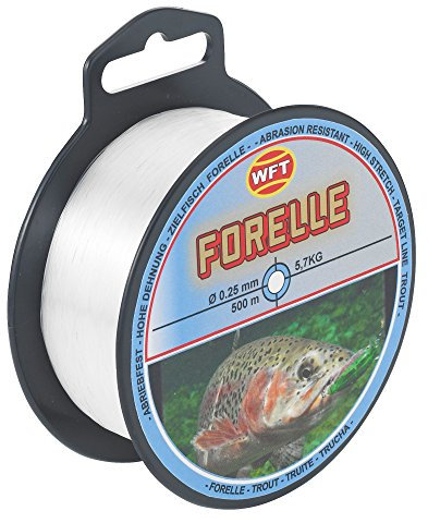 WFT Zielfisch Forelle 500m Clear - Angelschnur zum Forellenangeln, Monofilschnur für Forellen, Forellenschnur zum Angeln, Schnur, Durchmesser/Tragkraft:0.25mm / 5.7kg Tragkraft
