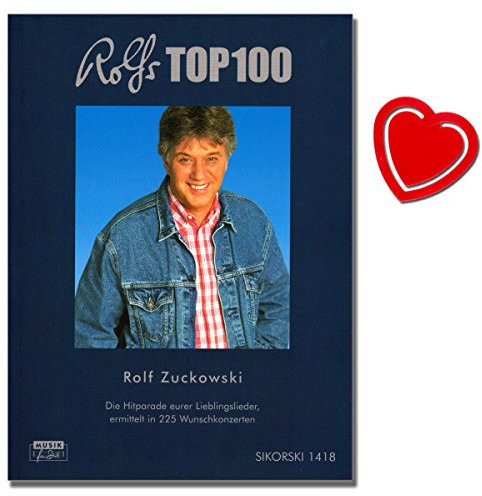 Rolfs Top 100-100 meistgewünschten Lieder der Zuhörer von 225 Konzerten seit 2004 (In der Weihnachtsbäckerei ; Stups, der kleine Osterhase uvm) - Liederbuch mit bunter herzförmiger Notenklammer