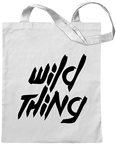 Kiwistar - Baumwolltasche - Weiss - Wild Thing - Girl - Tussi - Tragetasche Stoffbeutel Umhängetasche Langer Henkel
