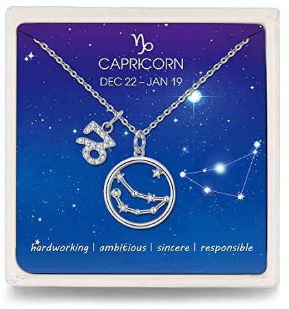 Qings Kette 925 Silber Sternzeichen Halskette mit Kreis Stern Zirkonia Anhänger, Mode Sternbild Schmuck für Damen Frauen Mädchen
