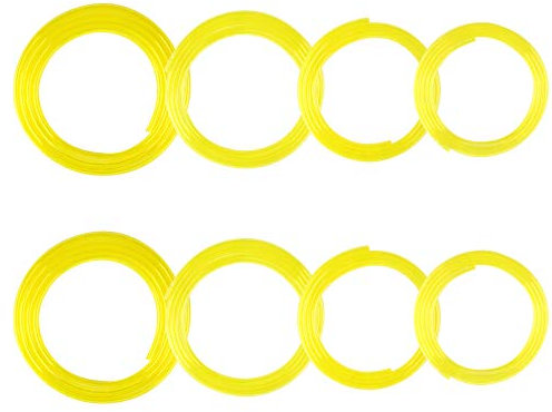 Iyowei 8Pcs 1.5 Metros Mangueras de Combustible Manguera de Aceite Tubería de Gasolina, Manguera de Combustible Gasolina Tubo de Gasóleo para Motosierra (2*3.5mm + 2.5*5mm + 3*5mm + 3*6mm, Amarillo)