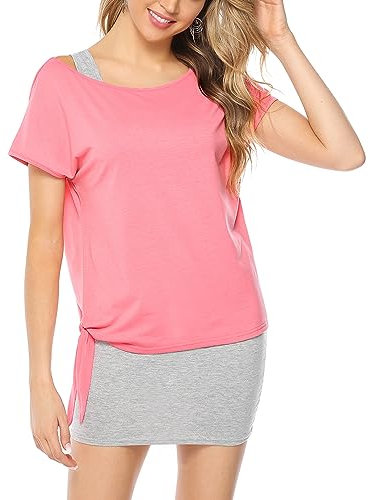 Gyabnw Robe d'Été Femme 2 Pièces Tenue Casual Chic T Shirt et Robes à Bretelles Robe Courte Décontractée Femmes Ronde Mode Plage Bureau Vacances