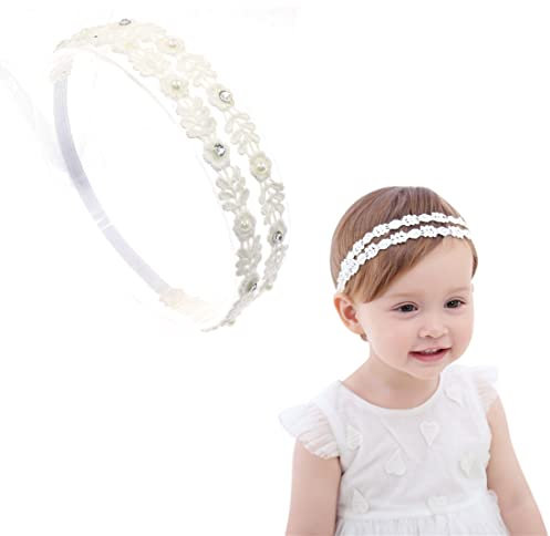 LEEQBCR 1pcs Baby Mädchen Stirnbänder elastische Doppelspitze Blume Stirnband weichen Bogen Headwrap Haarschmuck für Mädchen