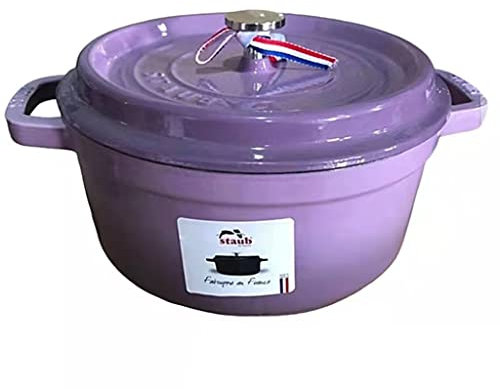 Bratentopf aus Gusseisen - Gusseisen-Bräter mit Deckel in schattiertem Rot - emailliert - Bräter - Schmortopf - rund - Für alle Herdarten Induktion geeignet, 3.8 l Purple 24cm