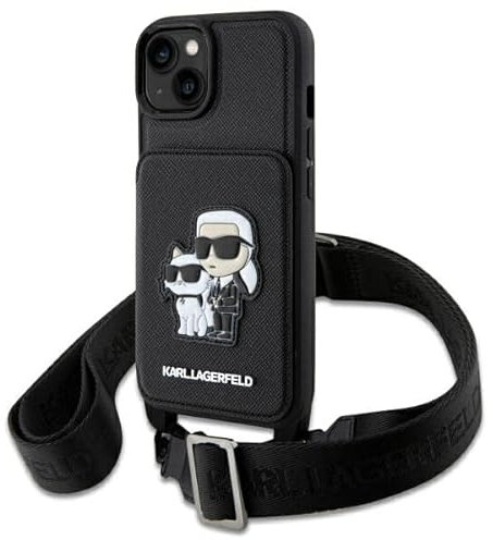 Karl Lagerfeld KLHCP14SCSAKCPMK hülle für iPhone14 6.1 hardcase Schwarz Crossbody Saffiano Karl & Choupette