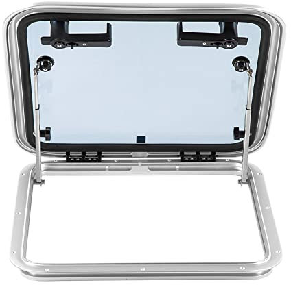 Boat Ventilation Hatch Window, 410x410mm Boat Ventilation Hatch Window Square Push Out Deck Porthole Skylights Escape Window for 3‑23mm Thickness Marine Yacht RV