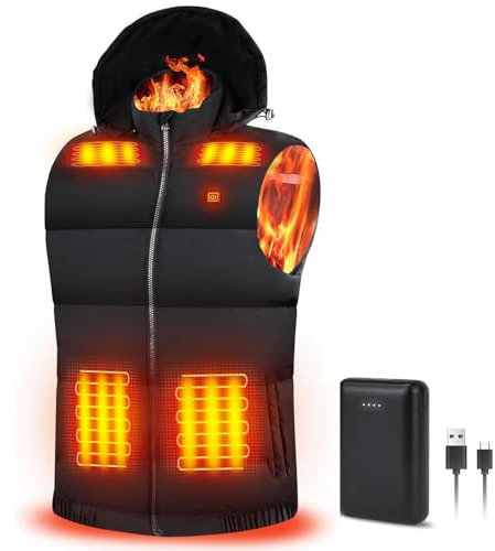 Rrtizan Heated Vest for Men and Women with 10000 mAh Power Bank, Heated Gilet with 9 Heat Sheets, Sleeveless Electric Fleece Heated Jacket, Washable Heated Body Warmer for Outdoor, 806