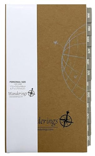 Wanderings 2024/25 Persönliche Größe Undatierte Kalendereinlagen - 95Mm x 170Mm - Monatliche Und Wöchentliche Undatierte Kalenderauffüllungen Für 6-Ring, Kompatibel Mit Filofax - Bis Jan, 2025