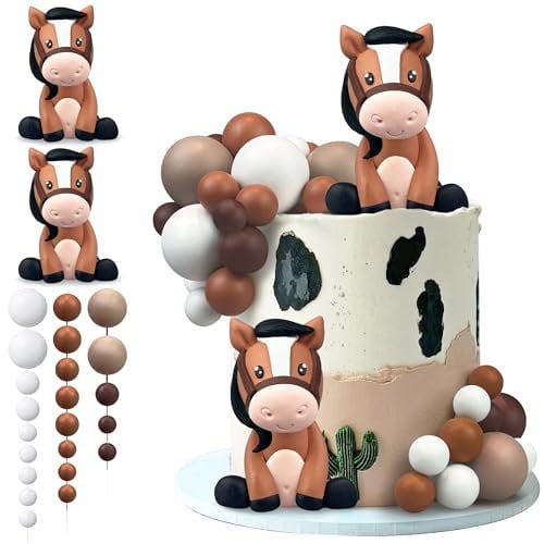 KEEPARTY 27 PCS Cake Toppers - Horse & Ball Cake Picks for Baby Shower & Party Favors