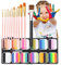 Uozonit Palette de Peinture Arc-en-Ciel pour Visage et Corps - 12 Couleurs, Kit de Maquillage Lavable pour Adultes