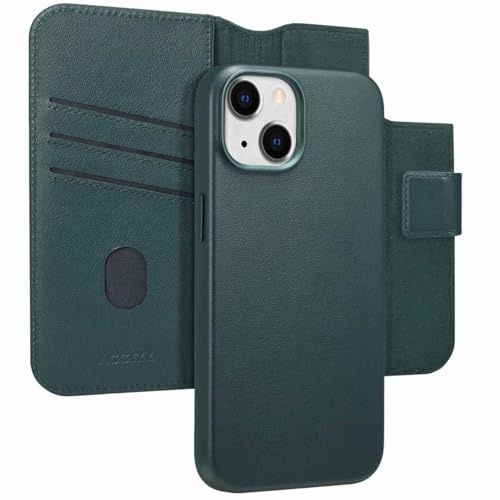 ACCEZZ Leather BookHülle 2-in-1 Geeignet für MagSafe - Geeignet für iPhone 14 - Cedar Green