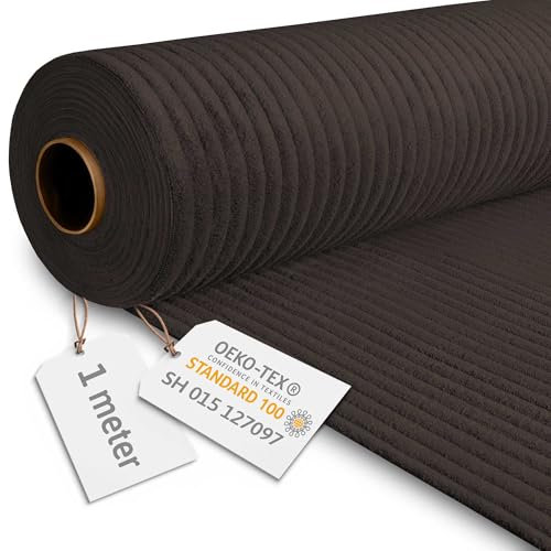 DreamRoots Cord Stoff Meterware Gewicht 380 g/m2 - Polsterstoff Cord Meterware 140 cm breit - Möbelstoff Meterware - Breitcord Meterware Roasted Cocoa 1M