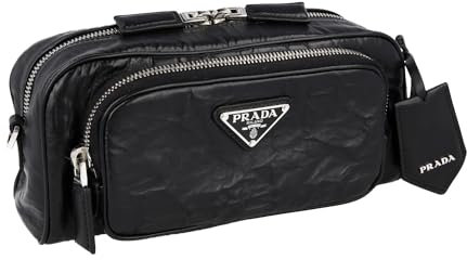 Prada Damen Schwarz Leder Schultertasche 1BH198 UVL F0002