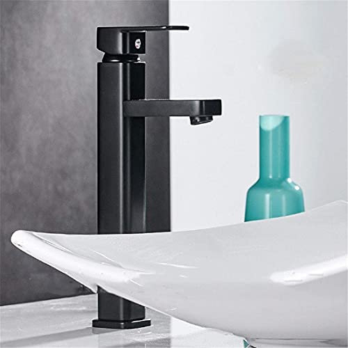 HHISNAN Küchenarmatur Wasserhahn Küche Badezimmer Wasserhahn Farbe Schwarz ABS-Kunststoff Waschbecken Aufsatzwaschbecken Einhebelmischer (Farbe: Niedrig) (Hoch)