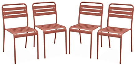 Alice's Garden - 4er-Set Stahl-Gartenstühle Amélia Terrakotta L 44 x T 52 x H 79 cm