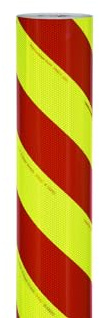 Orafol ORALITE VC 612RA Warnmarkierung fluor lime/rot - Meterware - Reflexionsklasse RA2/C - Kennzeichnungsfolie für Rettungsfahrzeuge - gemäß TPESC-B 13223 (linksweisend, 1220 mm)