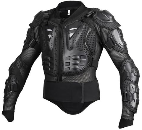 Yglophic Motorrad-Personenschutzweste Für Erwachsene, Offroad-Motorradpanzerung, Fahrrad-Offroad-Panzerung, Outdoor-Schutzkleidung, CE-Zertifizierte Schutzjacke Black,S